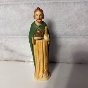 St Jude statue vintage plastic catholic holy figurine 6” tall beloved saint
